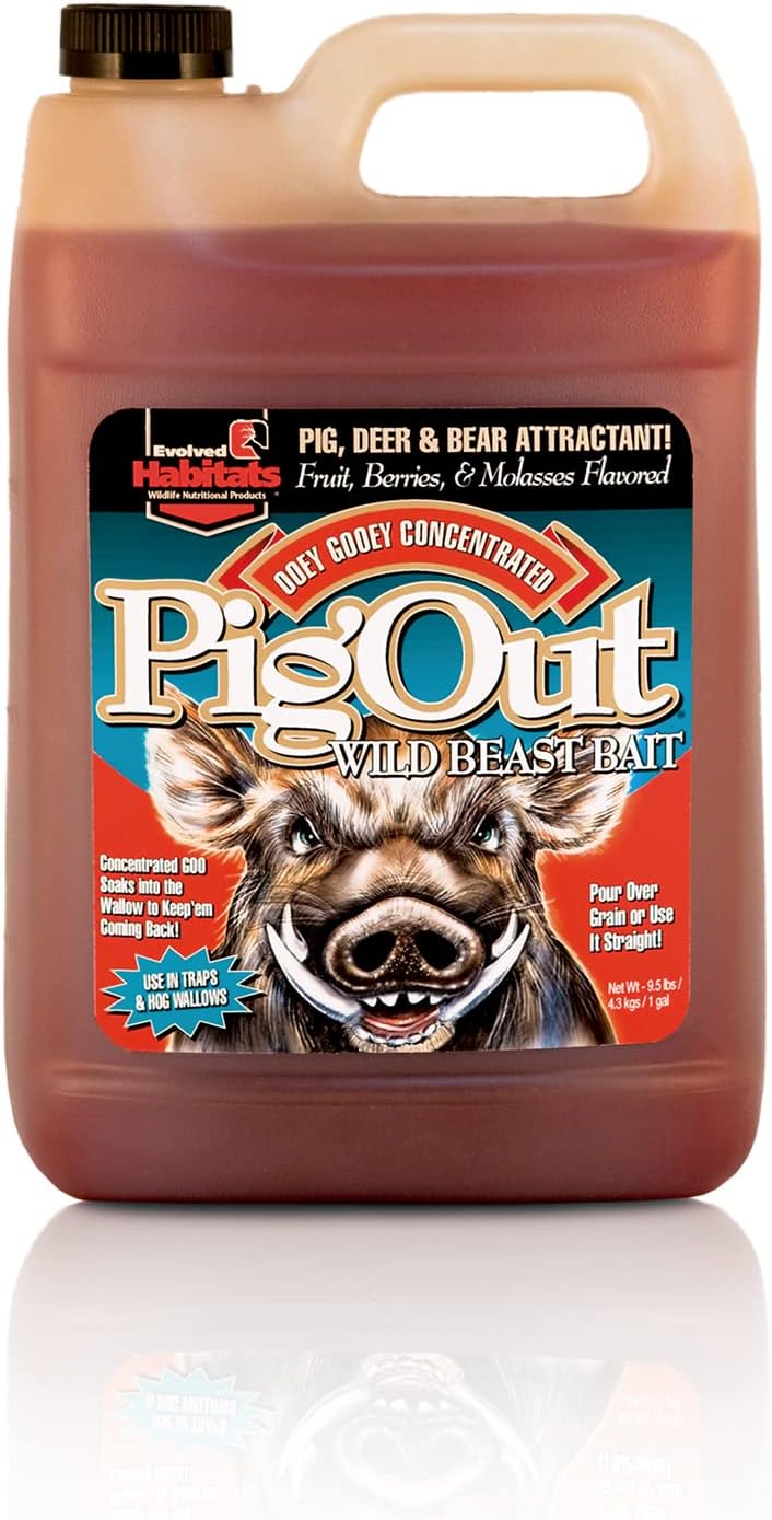 Pig Out Wild Beast Bait Liquid Hog Attractant - Habit-Forming Long-Range Pig, Deer & Bear Attractant With Irresistible Fruit, Berries & Molasses Flavor - 1 Gallon
