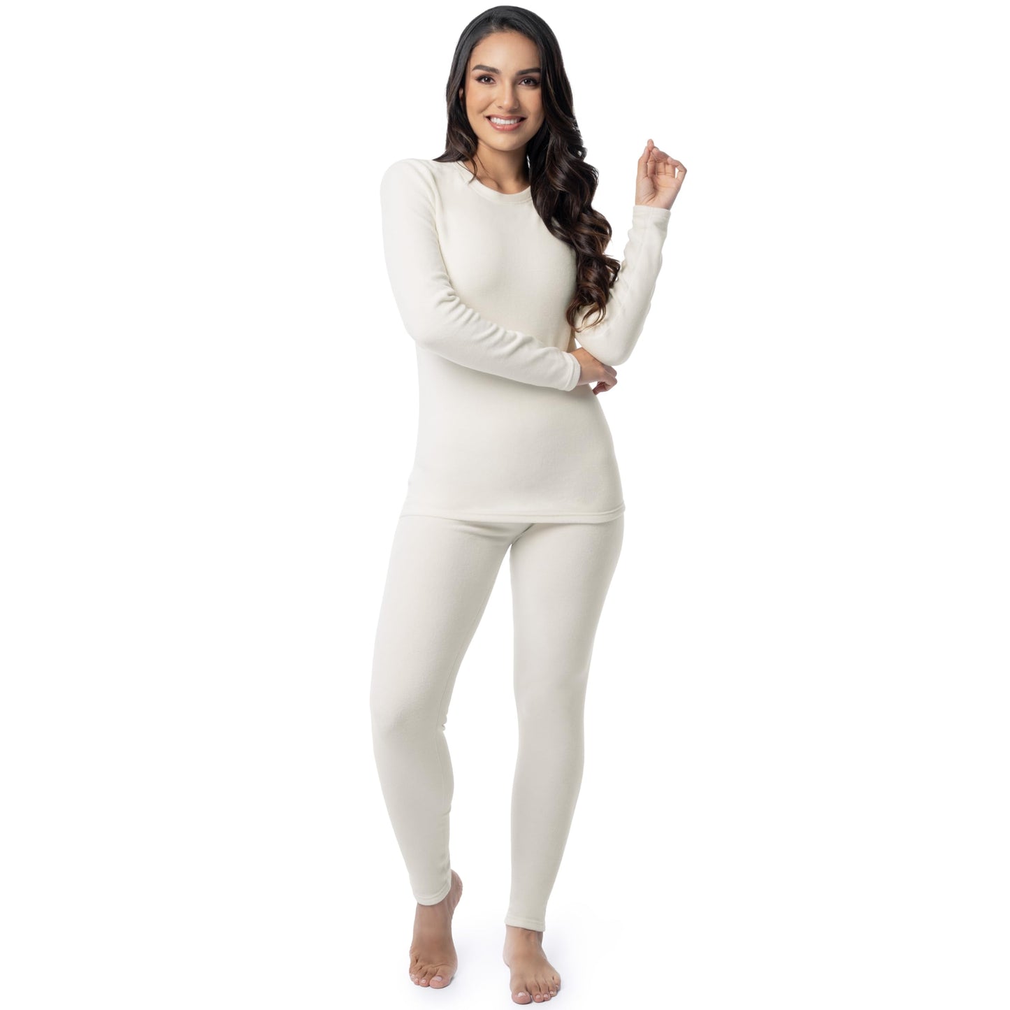 Fruit of the Loom Women's Stretch Fleece Lined Thermal Long Johns Underwear Set
