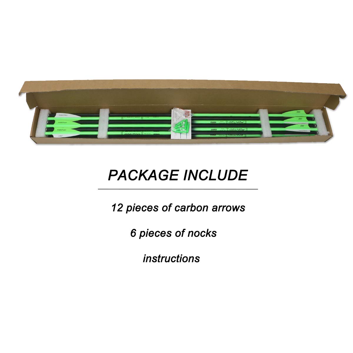 30inch Carbon Arrow Fluorescence Color Targeting and Practice and Hunting Arrows for Compound Bow and Recurve Bow with Removable Tips(Pack of 12)
