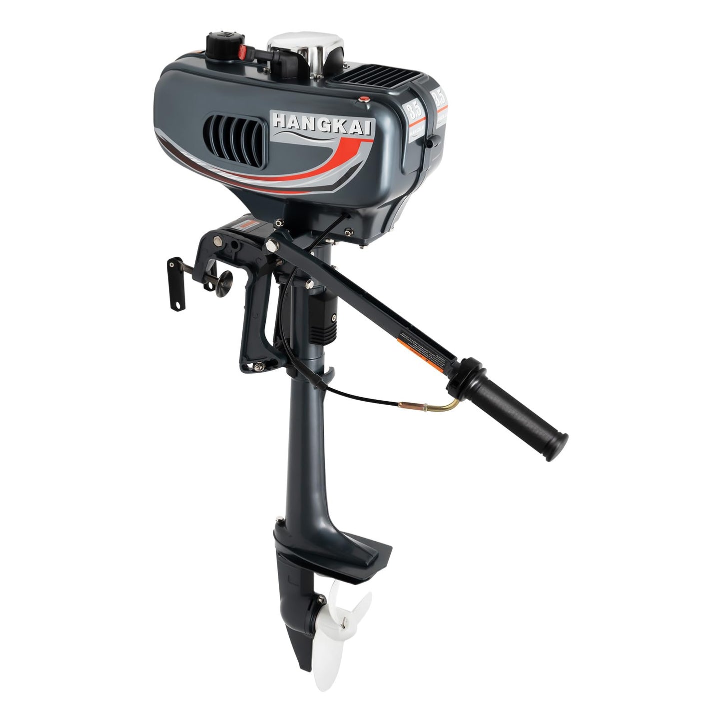 2-Stroke 3.5HP Outboard Motor, 49CC Gas Powered Fishing Marine Heavy Duty Boat Engine, Short Shaft Tiller Control Half Water-cooling Air-cooling CDI Ignition System for Inflatable Yachts Canoes Boat