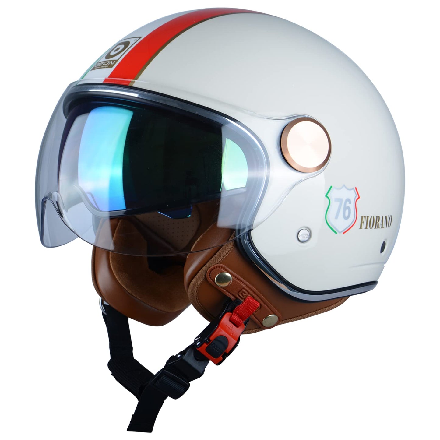 Open Face Motorcycle Helmet for Adults, DOT Approved,3/4 Retro Vespa Helmet, Dual Visors Men's and Women's Motorbike Casco for Moped Cruiser Bobber and Chopper