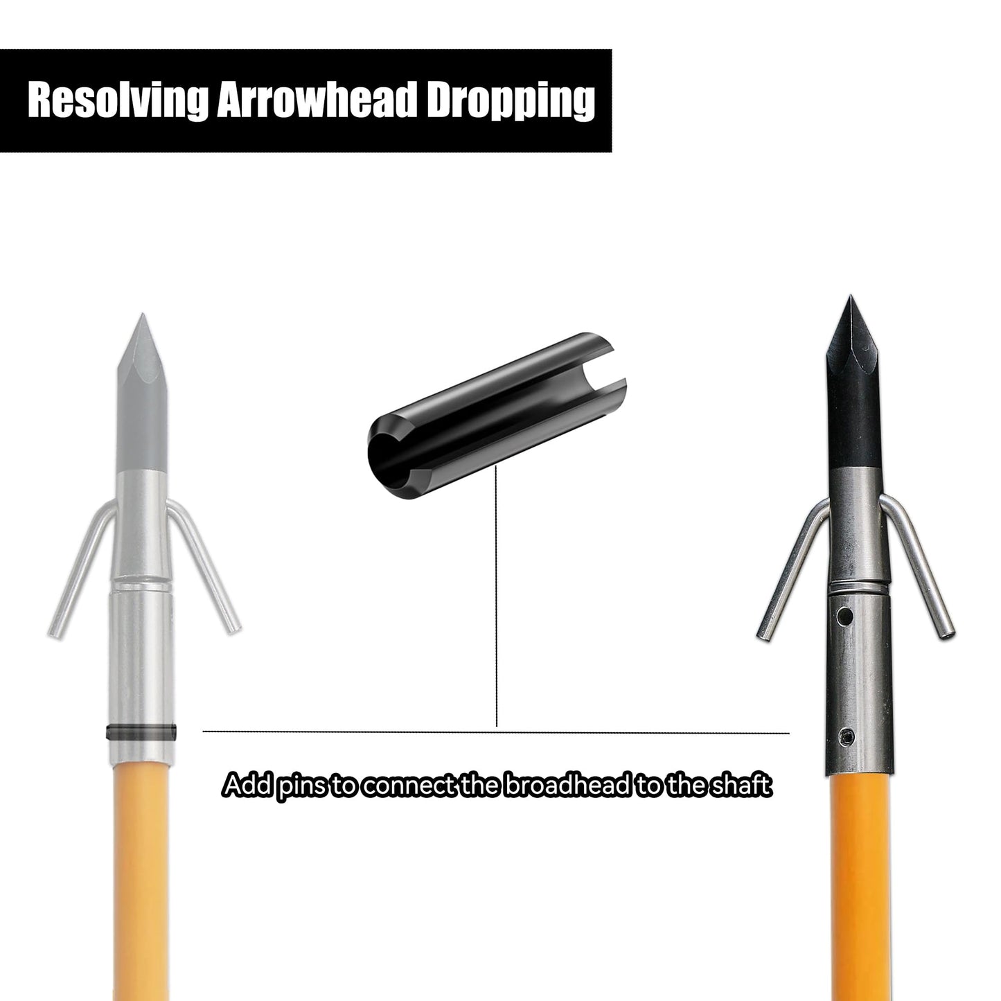 34inch Bowfishing Arrows Solid Fiberglass Shaft with Broadhead for Compound Bow and Recurve Bow Fishing Arrow Archery and Hunting (Pack of 6)