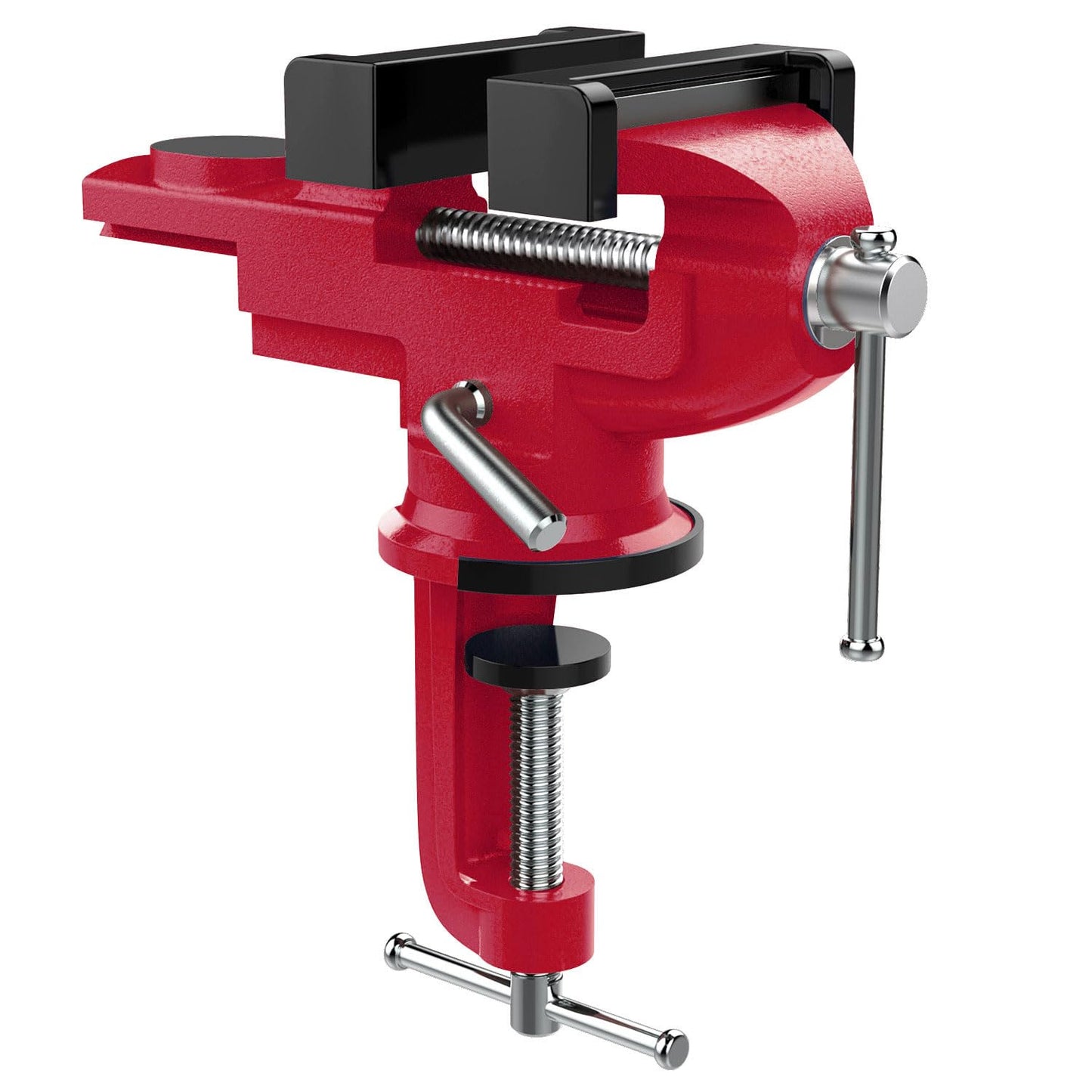 Nuovoware Table Vise 3 Inch, 360° Swivel Base Universal Home Vise Portable Bench Clamp, Clamp-on Vise Bench Clamps Fixed Tool for Woodworking, Metalworking, Cutting Conduit, Drilling, Sawing, Blue