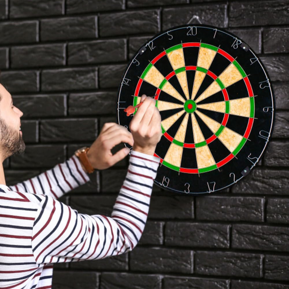 Bristle Dart Board, Tournament Sized Indoor Hanging Number Target Game for Steel Tip Darts- Dartboard with Mounting Hardware by Hey! Play!