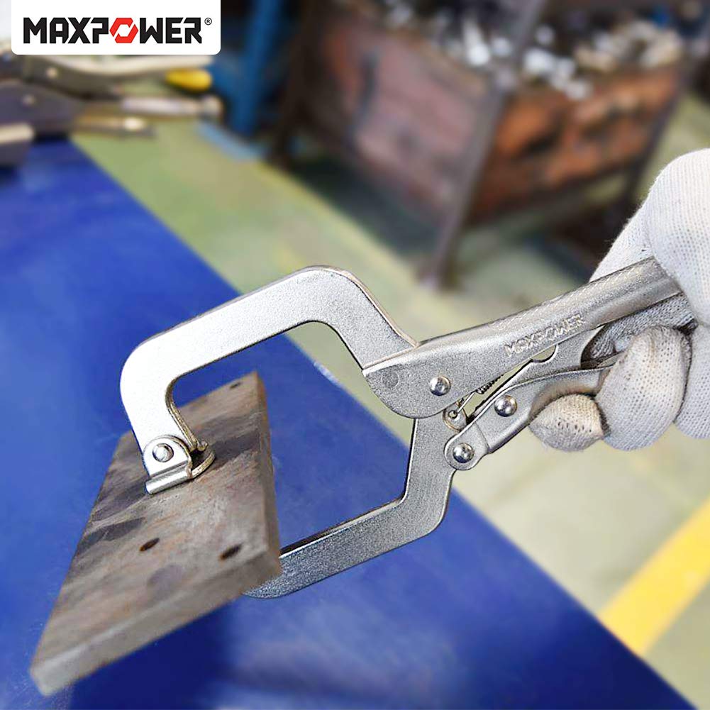 MAXPOWER 15-pc Locking Pliers Set with C-clamps, Long Nose, Pinch Off, Sheet Metal Clamp, U Shaped Pliers and Tool Bag