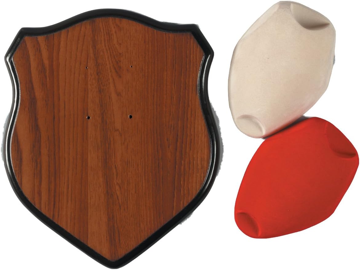 Hunters Specialties Deer Antler Mounting Kit - Hunting Easy-To-Assemble Wood Plaque Deer Mounting Kit with Red & Cream-Colored Skull Cover, Hardware Included