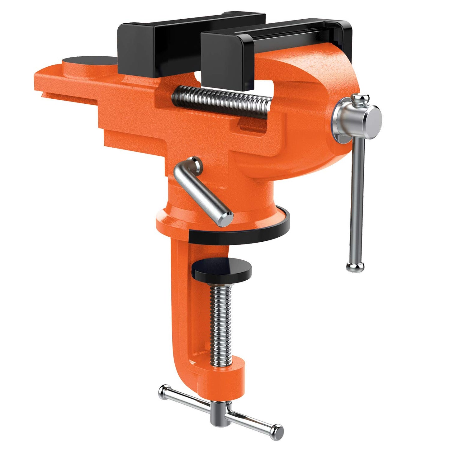 Nuovoware Table Vise 3 Inch, 360° Swivel Base Universal Home Vise Portable Bench Clamp, Clamp-on Vise Bench Clamps Fixed Tool for Woodworking, Metalworking, Cutting Conduit, Drilling, Sawing, Blue