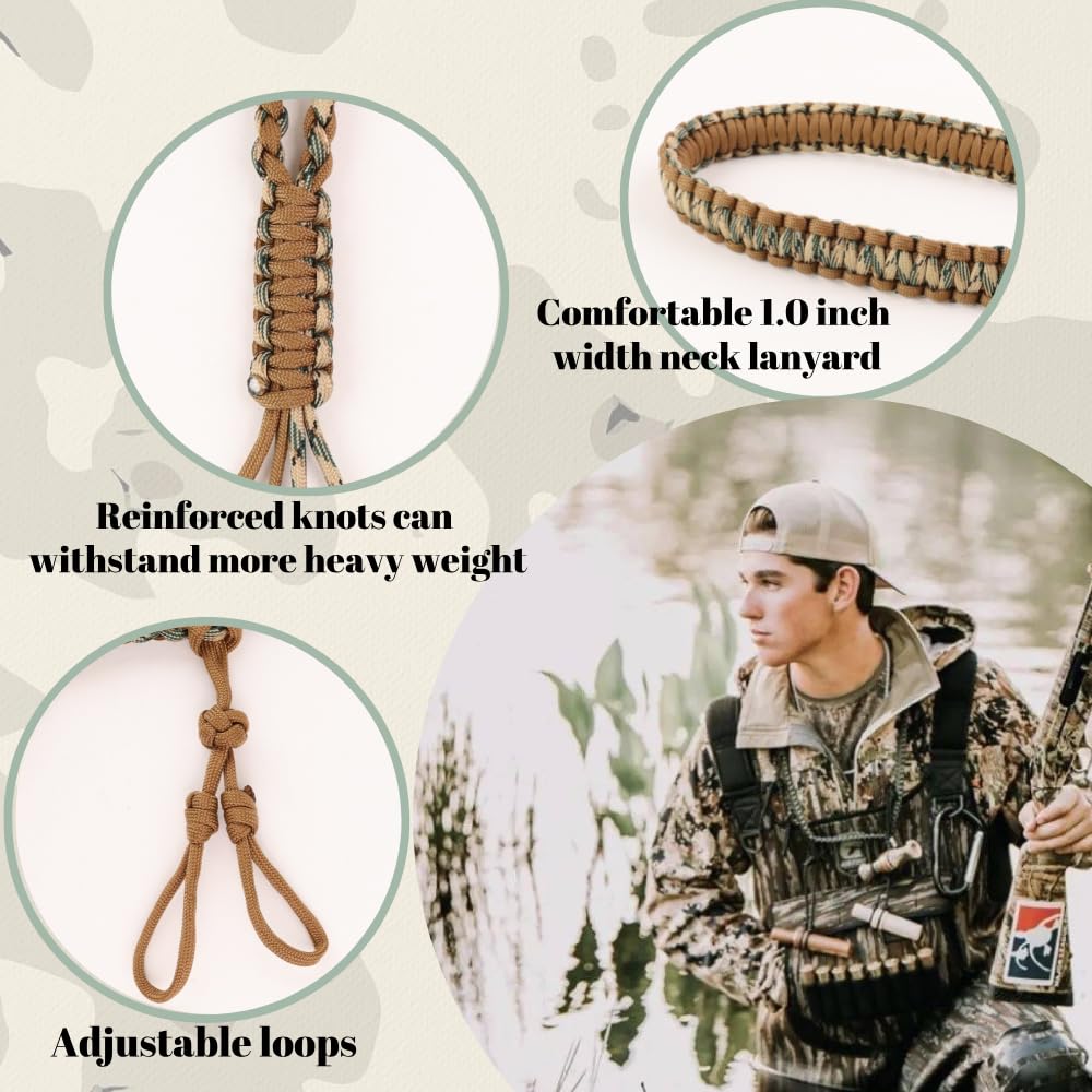 Duck Call Lanyard with 12 Adjustable Loops Paracord Hunting Goose Calls Duck Hunting Accessories Hand Braided Goose Calls for Predator Ducks Goose Hanger