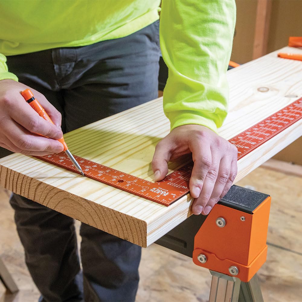 Klein Tools 935FSQ Framing Square, 24-Inch x 16-Inch, L Shape Carpenter Woodworking Tool with Laser Etched Rafter Tables and Octagon Scales