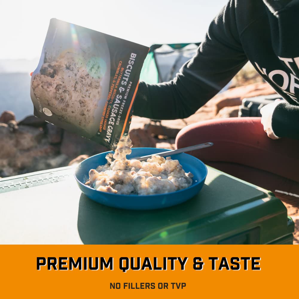 Peak Refuel Biscuits and Gravy | Premium Freeze Dried Camping Food | Backpacking & Hiking MRE Meals | Just Add Water | 100% Real Meat | 34g of Protein | 2 Serving Pouch (2 Serving Pouch)