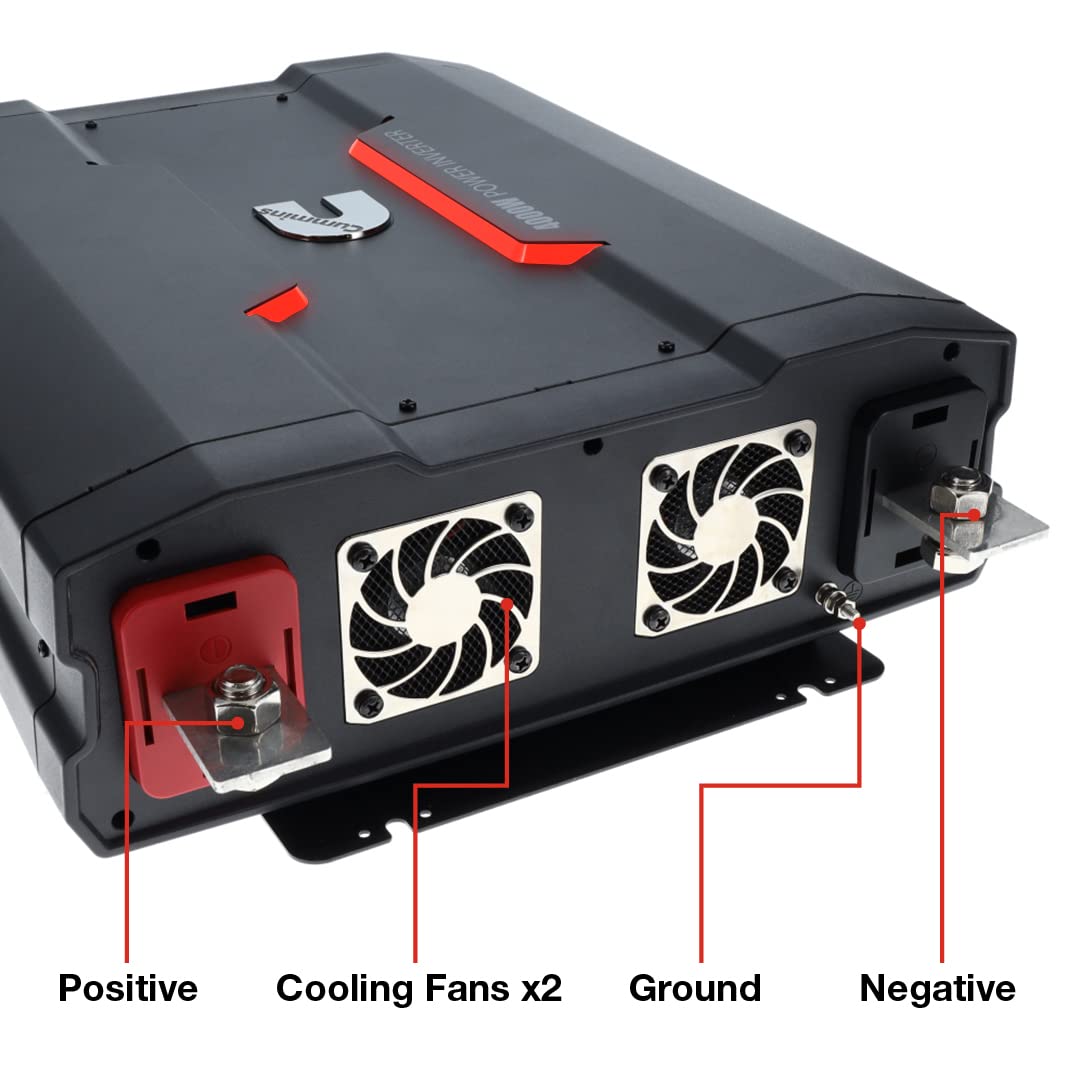 Cummins 5000 Watts Inverter Modified Sine Wave Truck Inverter 12 Volts to 110 Volts Four AC Outlets Two USB Ports (Plus Cable Kit)- CMN5000W - Inverters for Vehicles, Van Life, Camping