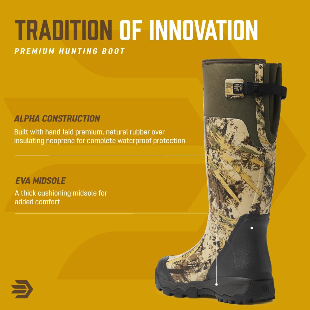 LaCrosse Alphaburly Pro 18" Hunting Boots for Men Featuring Waterproof Rubber, Adjustable Gusset, and EVA Footbed
