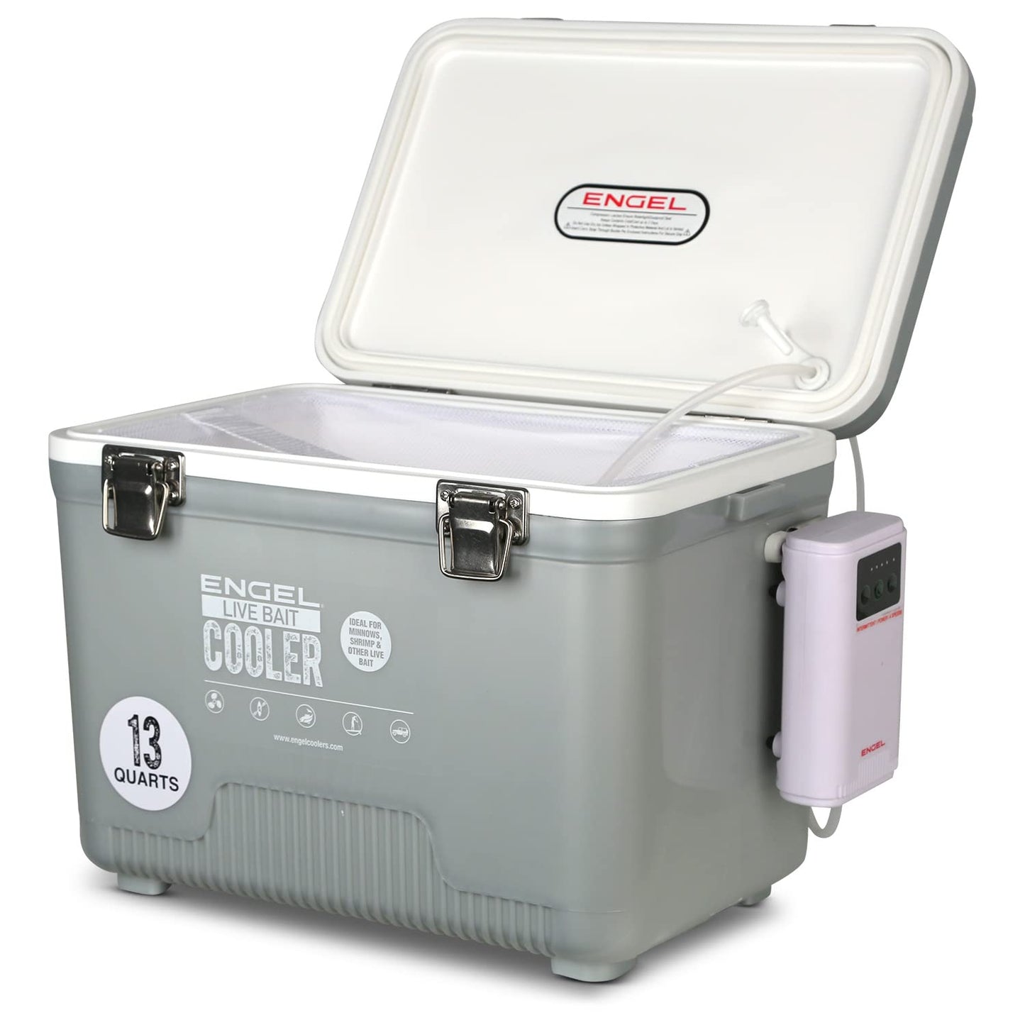 ENGEL Live Bait Cooler PRO for Fishing - Portable Minnow and Bait Bucket with Lithium-Ion Rechargeable Aerator