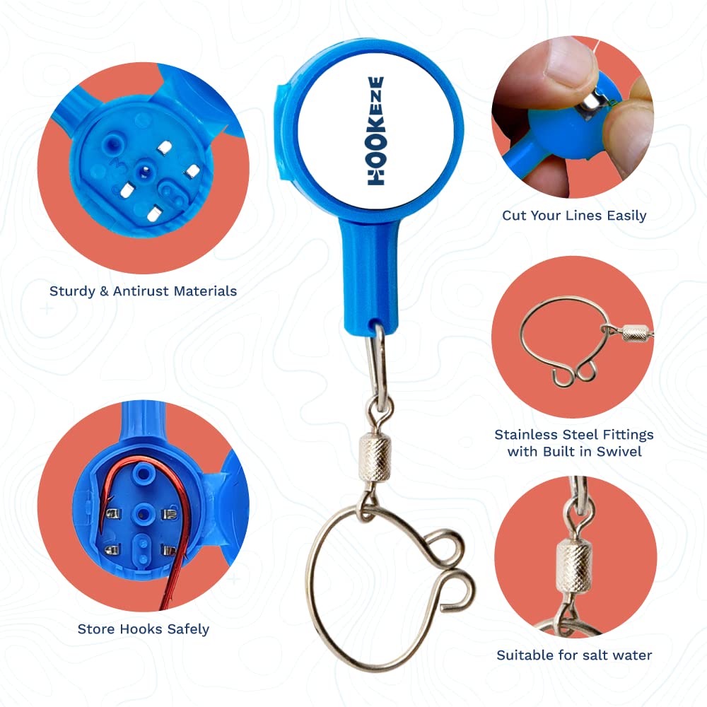 HOOK-EZE Fishing Knot Tying Tool | Protect from Fish Hooks | Tie Fishing Knots Easily | Cool Gadgets for Fishermen | Ice Fly Fishing | Fishing Accessories for Beginner Anglers | Nail Knot Tool