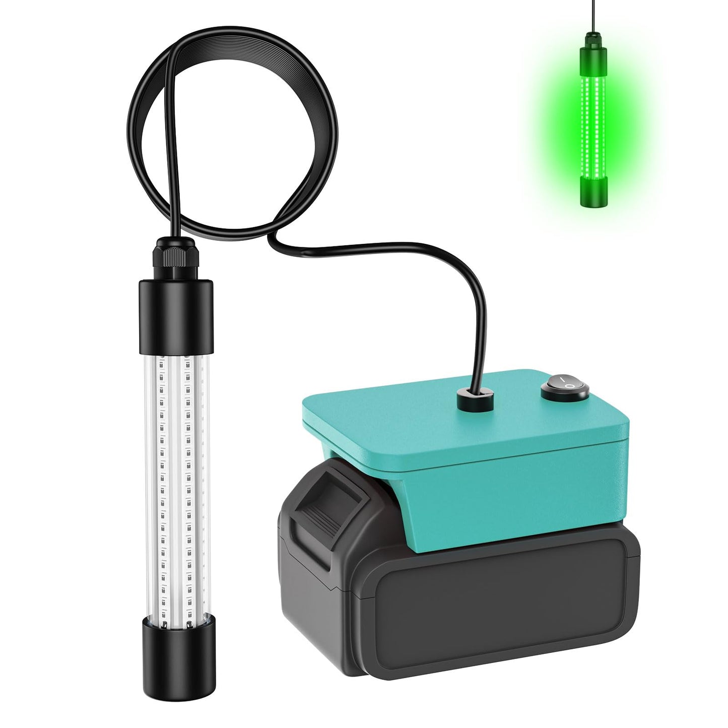 Underwater Fishing Light Compatible for Milwaukee 18V Battery,LED Green Light for 30W IP68 3000 Lumens Fish Attracting, Night Fishing for Docks Boats or Kayaks(no Battery)