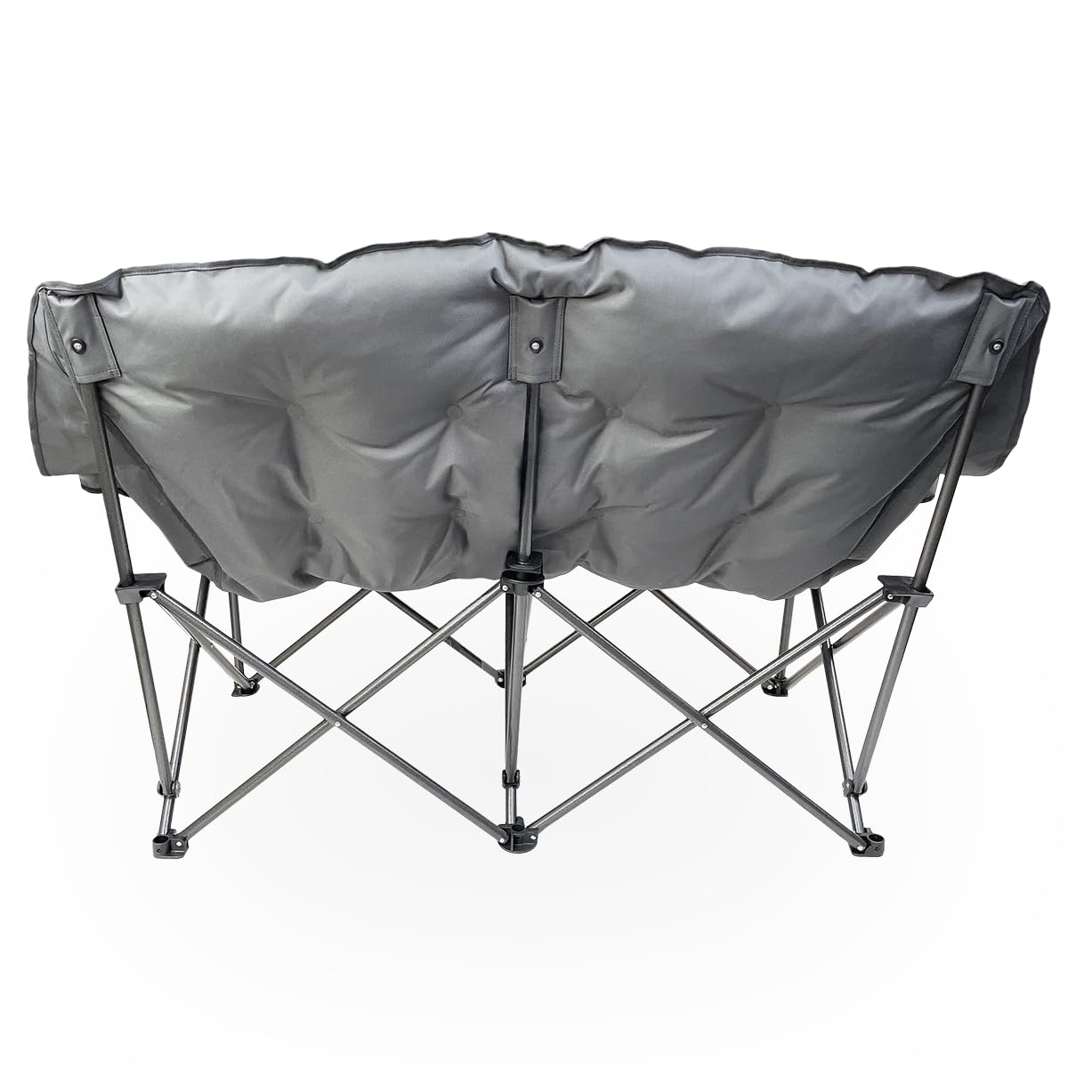 Black Sierra Oversized Plush Padded Camping Sofa, Portable Outdoor Loveseat Supports 500 Lbs, XL Foldup Couch w/Dual Cupholders and Carry Bag, Great for Beach, Camping, RV, Patio