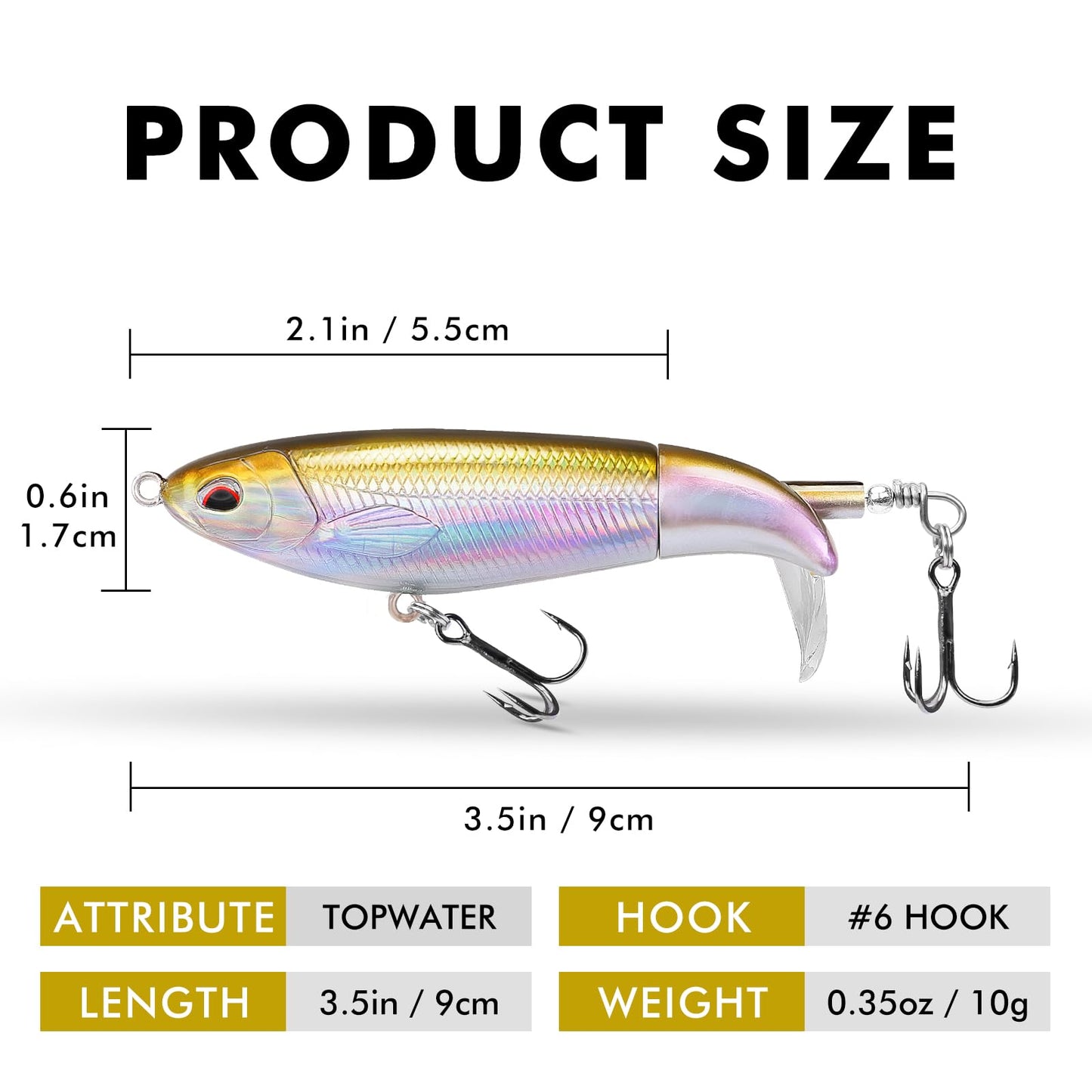 TRUSCEND PoPobait Plopper with BKK Hooks, Top Water Fishing Lures for Bass Walleye Pike Catfish Musky Perch, Floating Lure for Freshwater or Saltwater, Amazing Teasers Fishing Gifts for Family Fishing