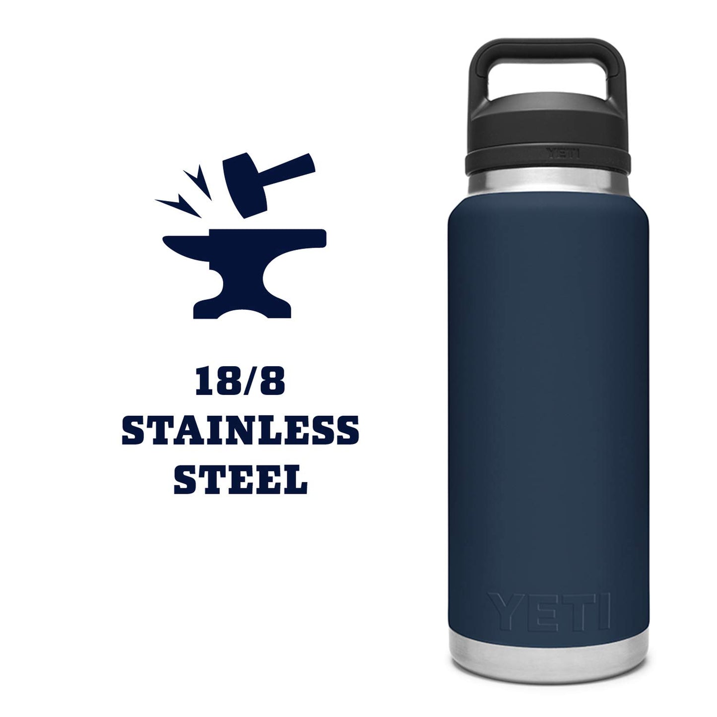 YETI Rambler 36 oz Bottle, Vacuum Insulated, Leakproof, Stainless Steel with Chug Cap
