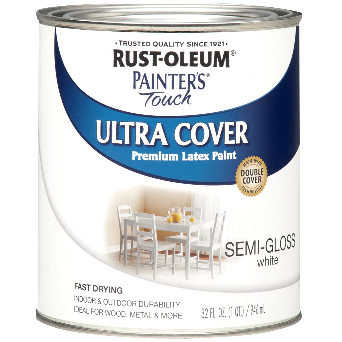 Rust-Oleum 1976502 Painter's Touch Latex Paint, Flat Black 32 Fl Oz, 1 Quarts, (Pack of 1)