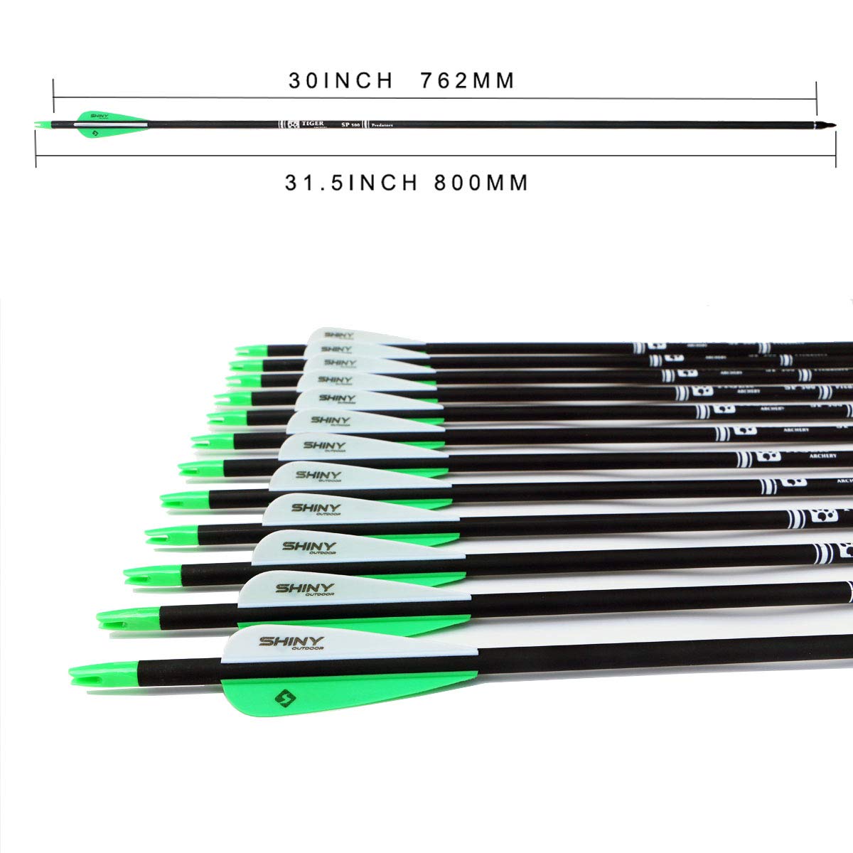 30Inch Carbon Arrow Practice Hunting Arrows with Removable Tips for Compound & Recurve Bow(Pack of 12)