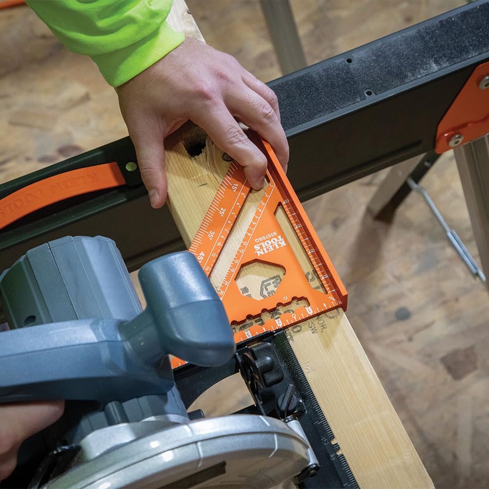 Klein Tools 935FSQ Framing Square, 24-Inch x 16-Inch, L Shape Carpenter Woodworking Tool with Laser Etched Rafter Tables and Octagon Scales