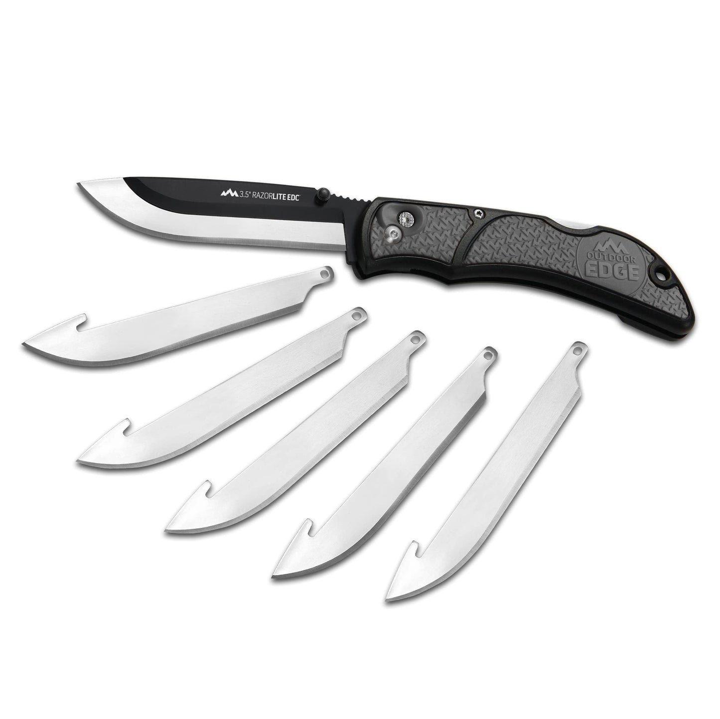 OUTDOOR EDGE 3.5" RazorLite EDC Knife. Pocket Knife with Replaceable Blades and Clip. Perfect For Hunting and Skinning Deer. Gray with 6 Blades