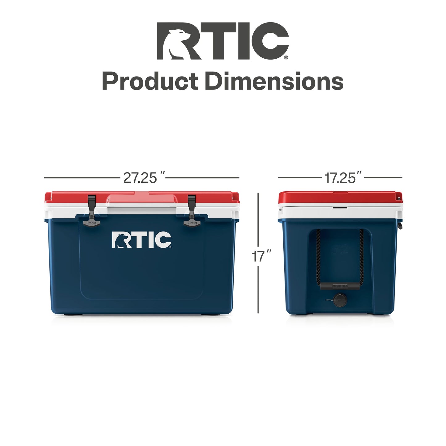 RTIC Ultra-Light 52 Quart Hard Cooler Insulated Portable Ice Chest Box for Beach, Drink, Beverage, Camping, Picnic, Fishing, Boat, Barbecue, 30% Lighter Than Rotomolded Coolers