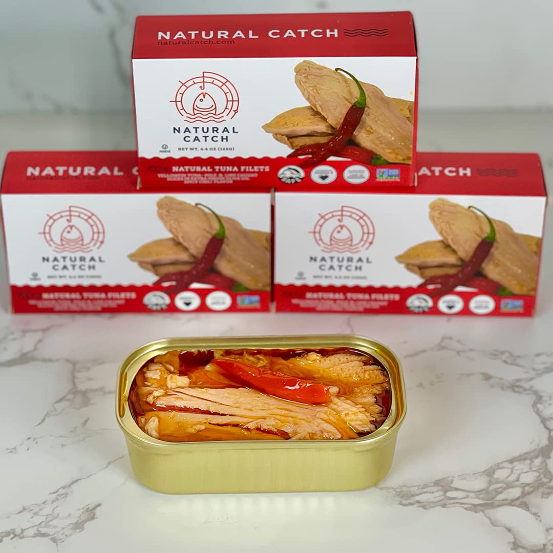 Natural Catch Tuna Filets, Hand Cut, Pole & Line Caught, Gluten-Free, Paleo, Keto Friendly (4.4 oz per can- Pack of 12)