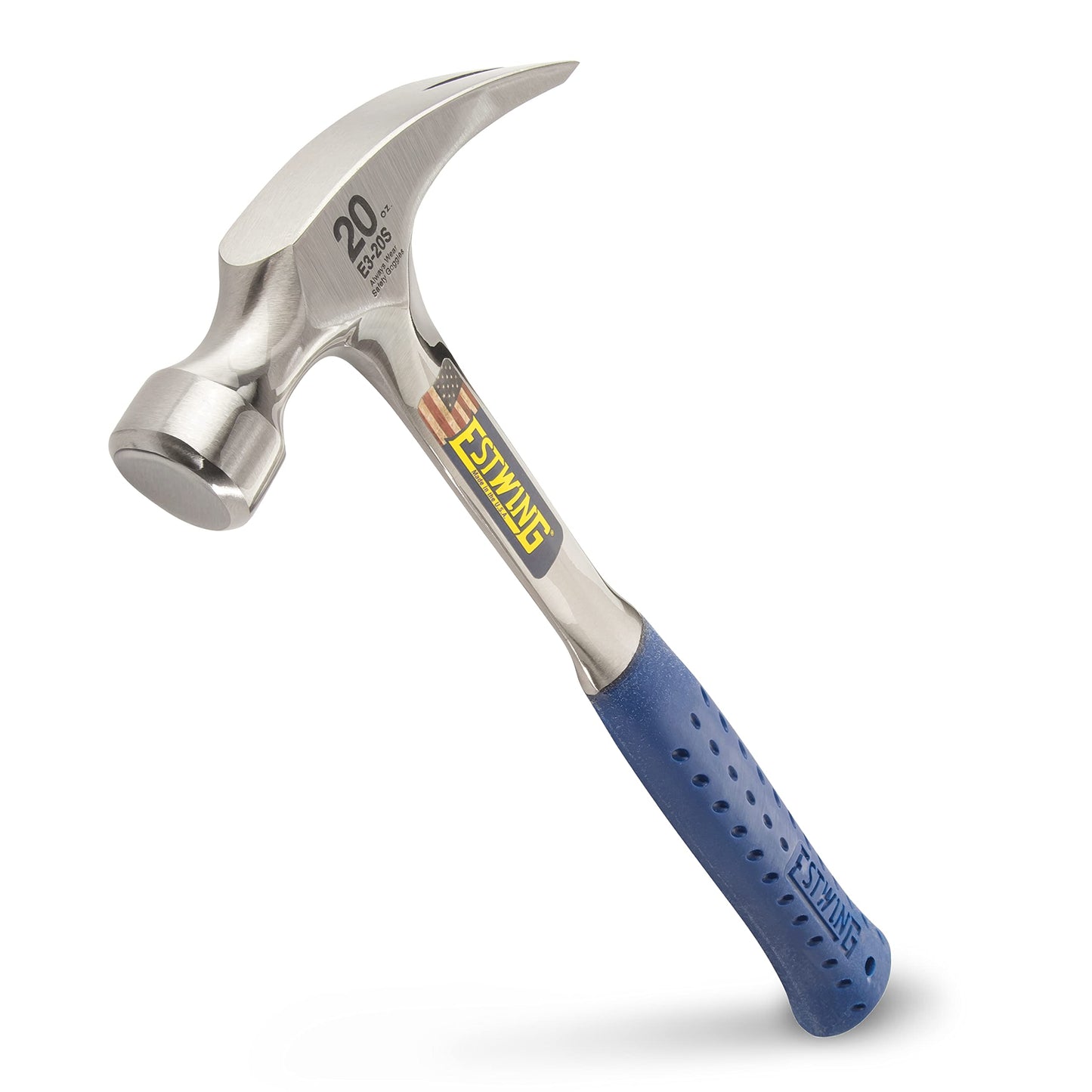 ESTWING Hammer - 16 oz Straight Rip Claw with Smooth Face & Shock Reduction Grip - E3-16S
