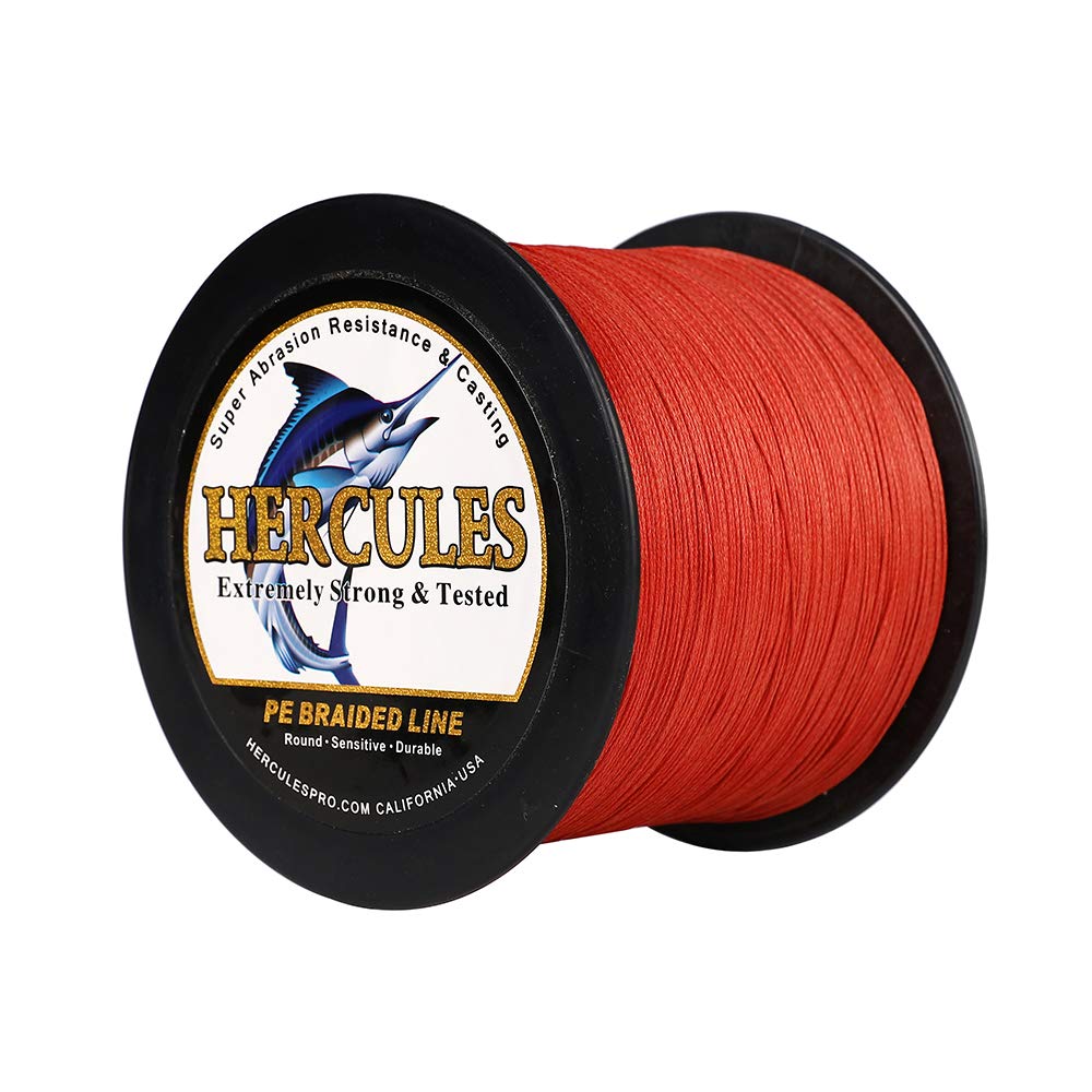 HERCULES Cost-Effective Super Cast 8 Strands Braided Fishing Line 10LB to 300LB Test for Salt-Water,109/328/547/1094 Yards(100M/300M/500M/1000M),Diam.#0.12MM-1.2MM,Hi-Grade Performance,Variety Colors