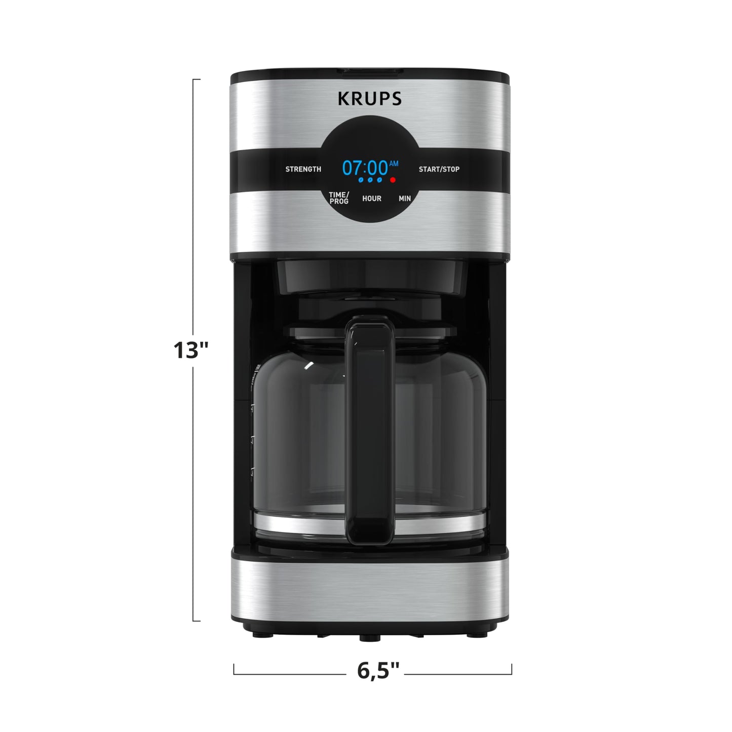 KRUPS Newer Model Drip Coffee Maker, 10-Cup, Silver