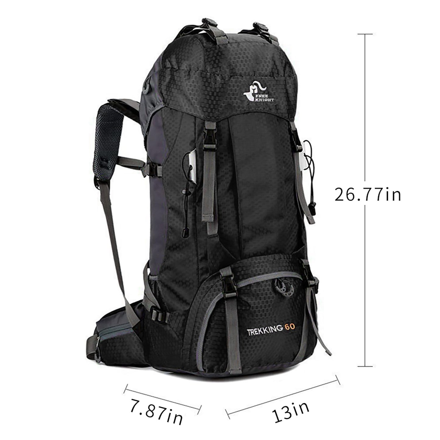 Bseash 60L Waterproof Hiking Camping Backpack with Rain Cover, Large Outdoor Sport Travel Daypack Rucksack for Climbing