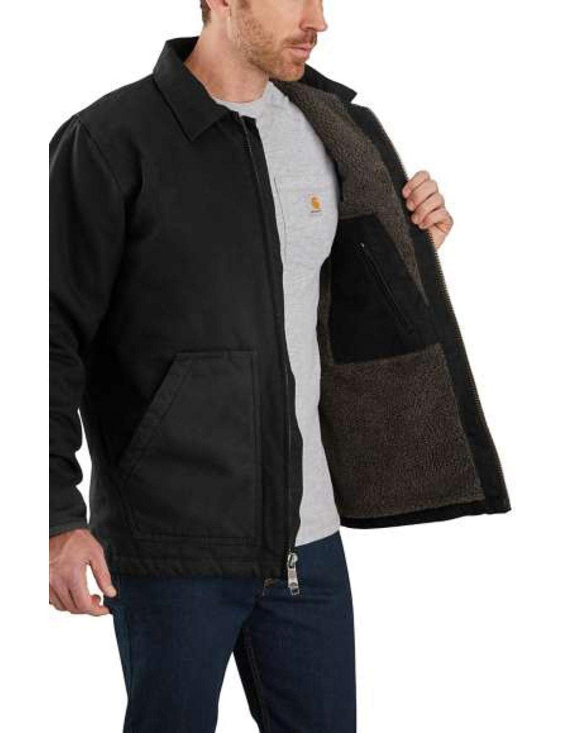 Carhartt Men's Loose Fit Washed Duck Sherpa-Lined Coat