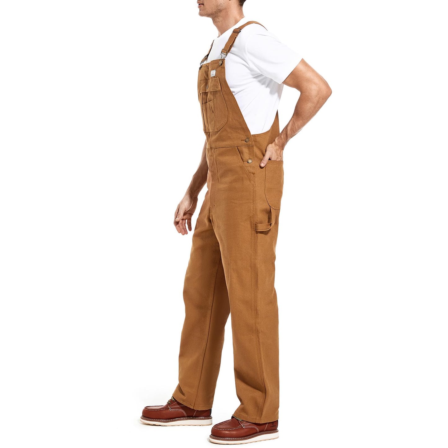 HISEA Men's Relaxed Fit Duck Bib Overall with Adjustable Straps and Convenient Tool Pockets