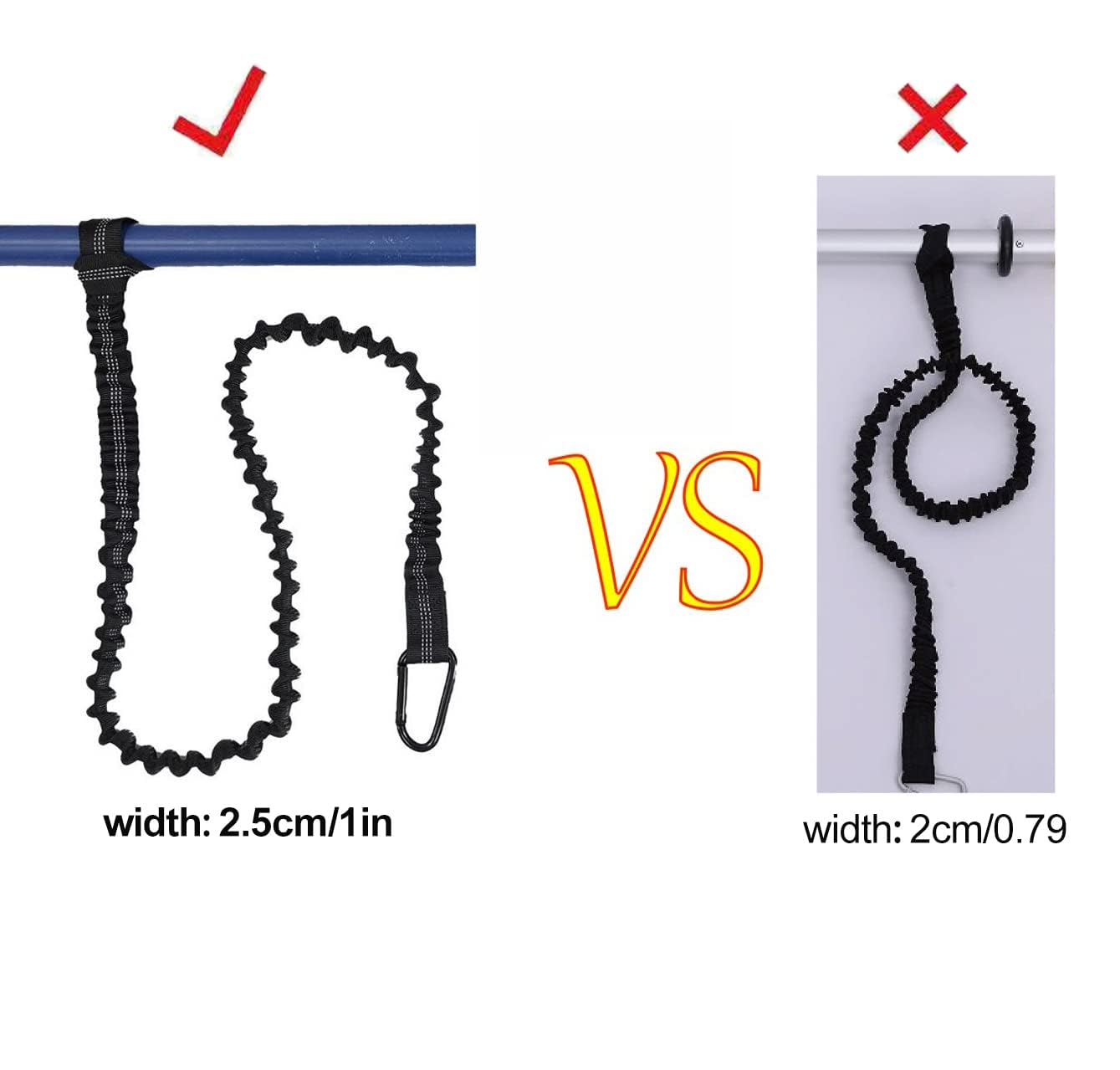 Paddle Leash Kayak Paddle Holder Tool Lanyard - 2 Pack Stretchable Paddle Strap with Carabiner Secure Leash Lanyard Rope for SUP Kayak Canoe Paddle Fishing Pole Rod