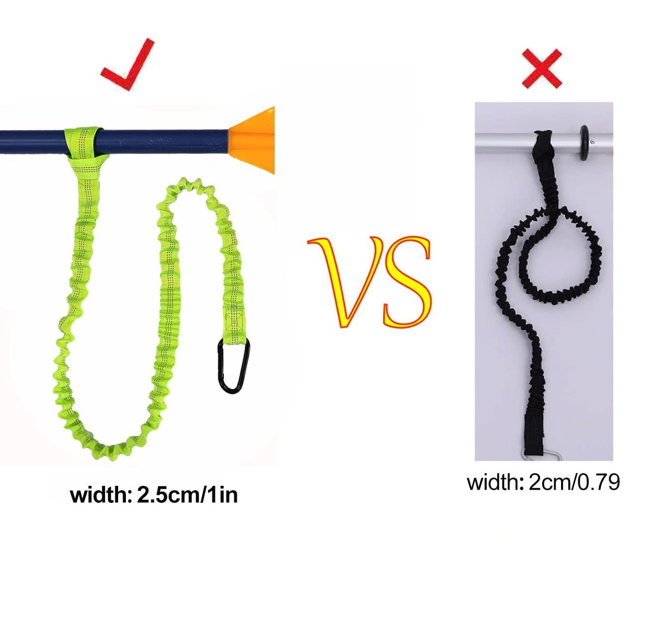 Paddle Leash Kayak Paddle Holder Tool Lanyard - 2 Pack Stretchable Paddle Strap with Carabiner Secure Leash Lanyard Rope for SUP Kayak Canoe Paddle Fishing Pole Rod