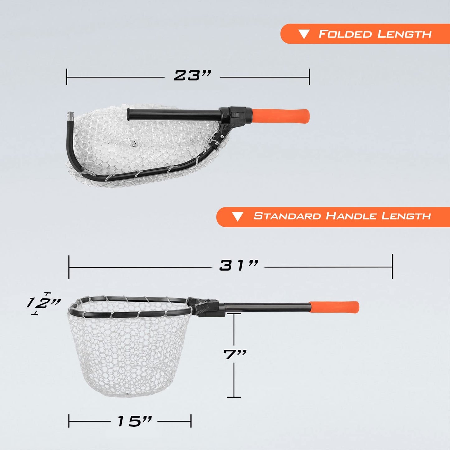 KastKing Brutus Fishing Net, Foldable Extendable Fish Landing Net, Lightweight & Portable Fishing Net with Soft EVA Foam Handle, Holds up to 44lbs/20KG, Fish-Friendly Mesh for a Safe Release