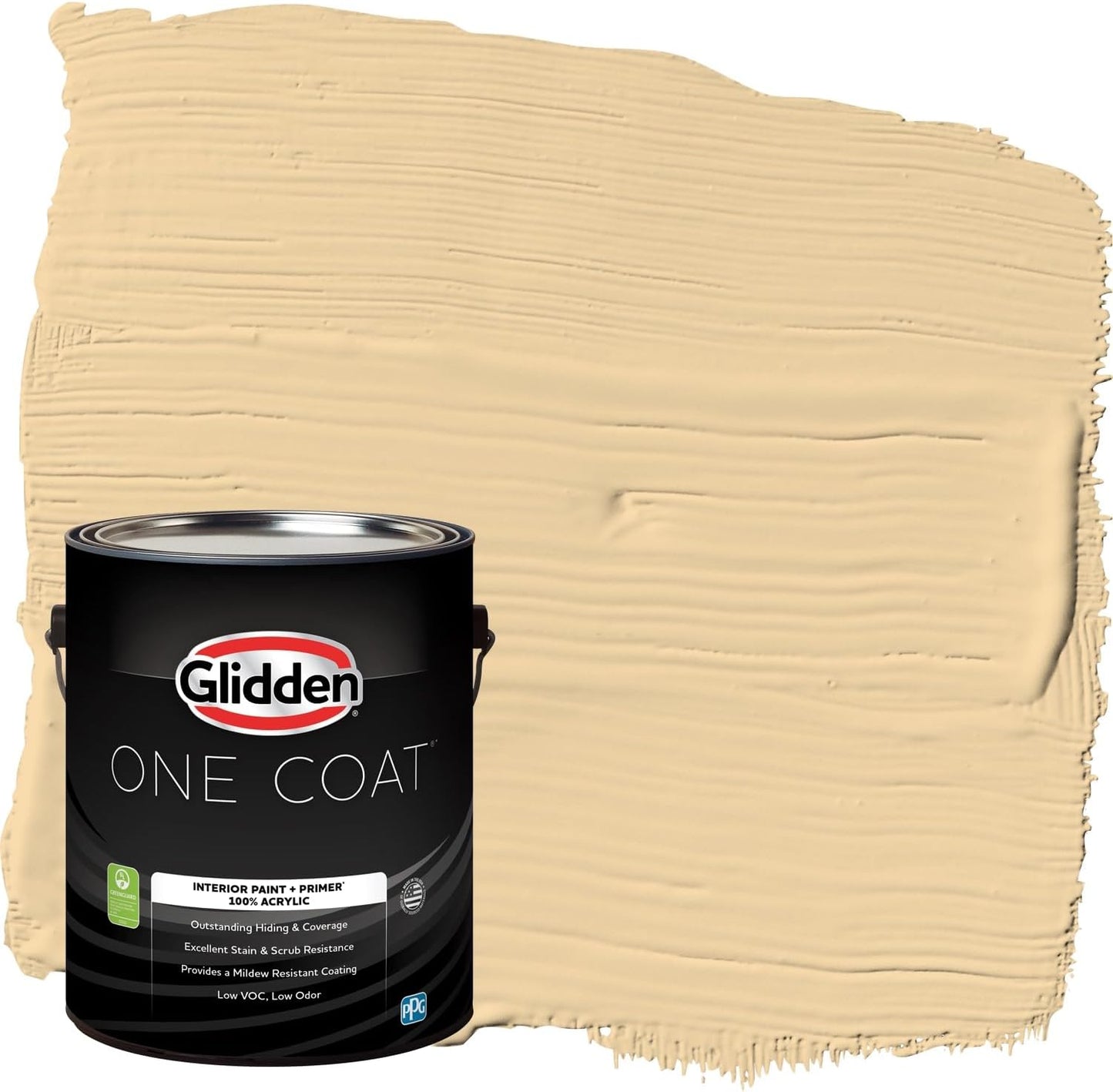 Glidden Interior Paint + Primer: Beige/Toasted Almond, One Coat, Semi-Gloss, 1-Quart