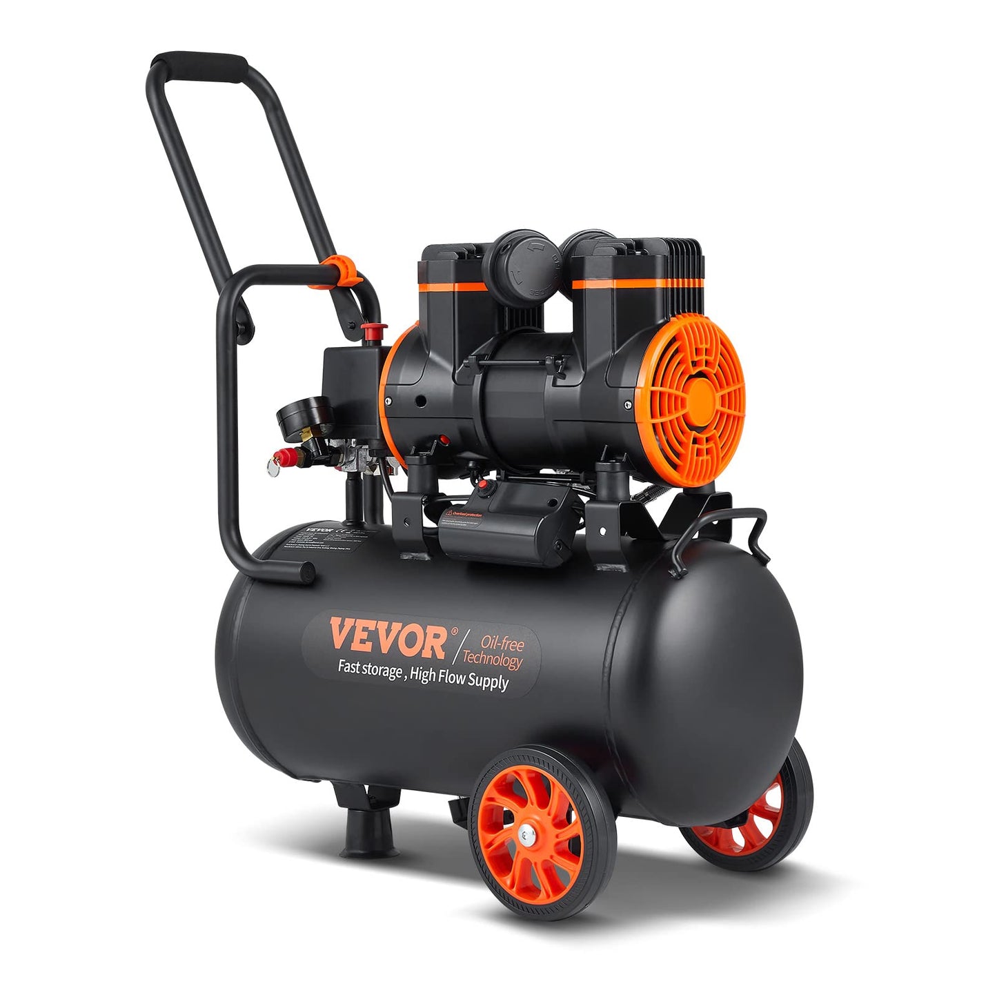 VEVOR 6.3 Gallon Air Compressor, 2 HP 3.35 CFM@90PSI Air Compressors with Max. 116PSI Pressure, Oil Free Compressor Tank for Auto Repair, Tire Inflation, Spray Painting, Woodwork Nailing