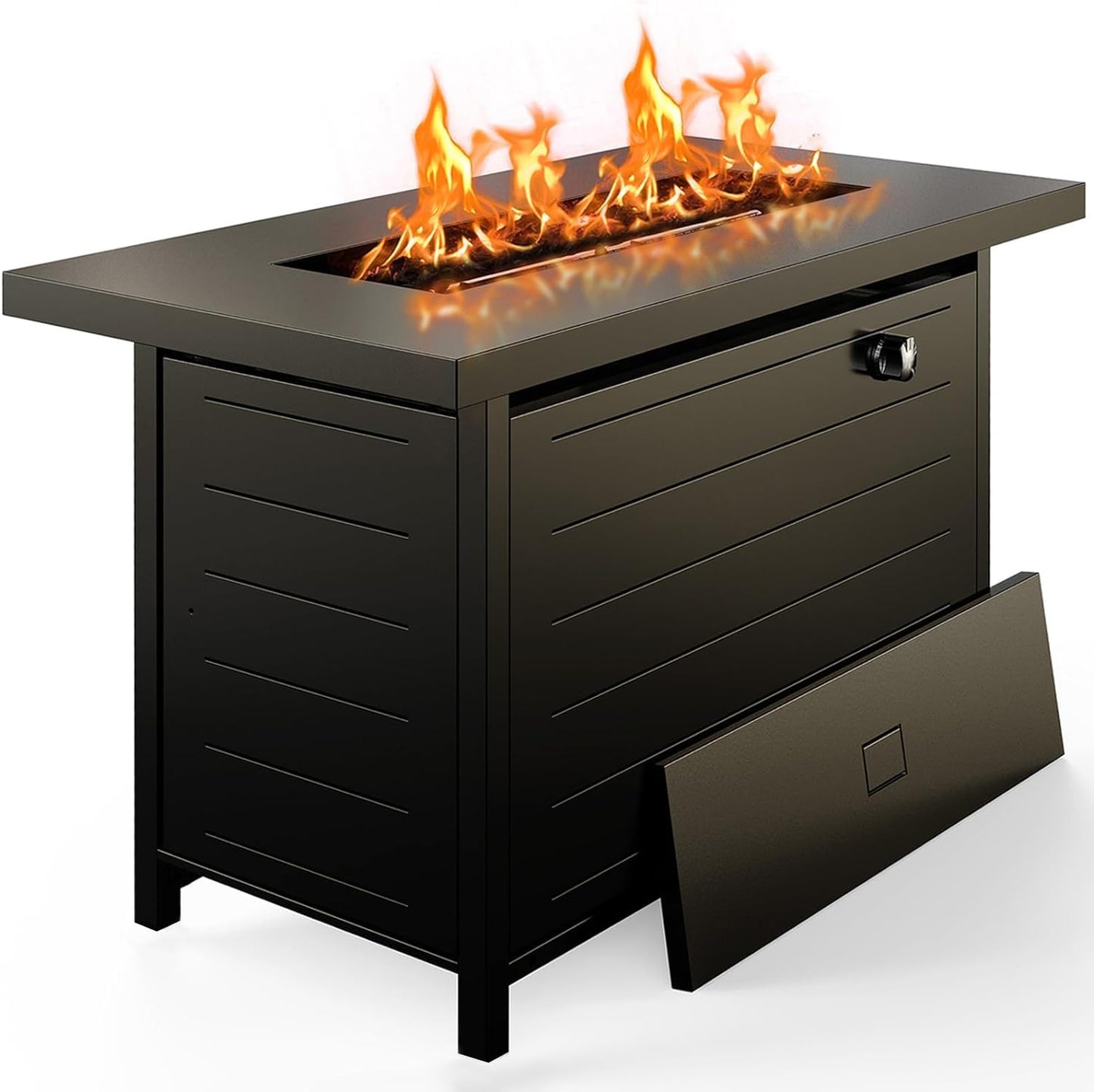 Ciays 28 Inch Propane Fire Pit CSA-Listed Outdoor Fire Pit Table, 50,000 BTU Steel Gas Fire Pits with Lid and Lava Rock, Add Warmth and Ambience to Parties On Patio Deck Garden,Black,CIFPT3-N1