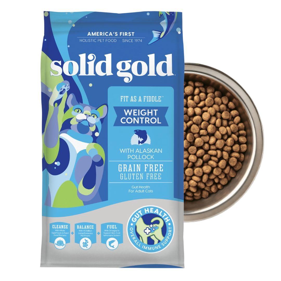 Solid Gold High Protein Dry Cat Food - Grain Free & Gluten Free Chicken Cat Dry Food w/Probiotics for Gut Health & Digestion - High Fiber & Omega 3 - Low Carb Superfood Kibble for Cats All Ages - 6LB