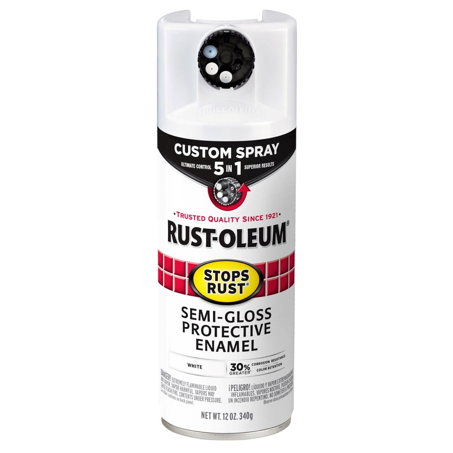 Rust-Oleum 376892 Stops Rust Custom Spray 5-in-1 Spray Paint, 12 oz, Gloss Leather Brown