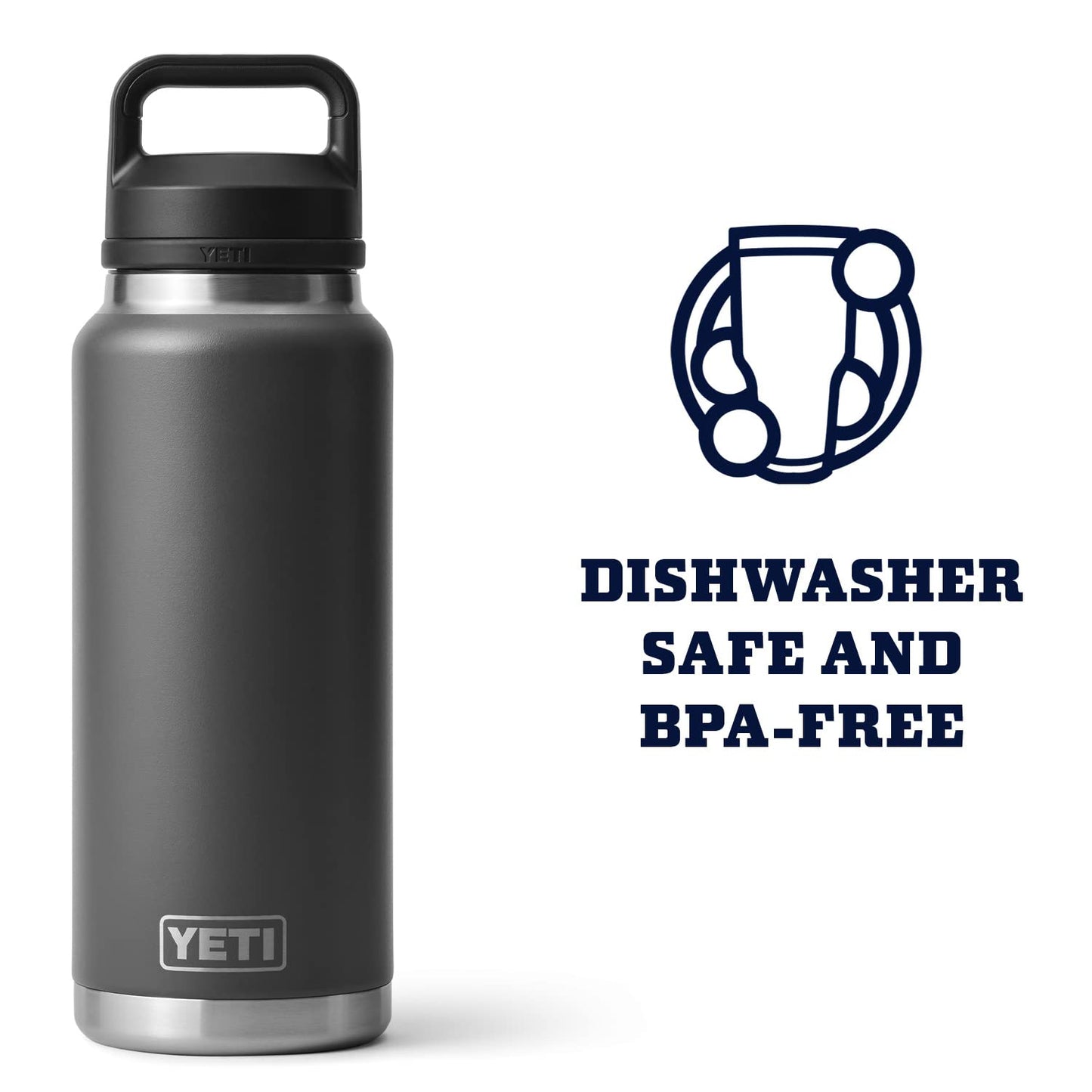 YETI Rambler 36 oz Bottle, Vacuum Insulated, Leakproof, Stainless Steel with Chug Cap