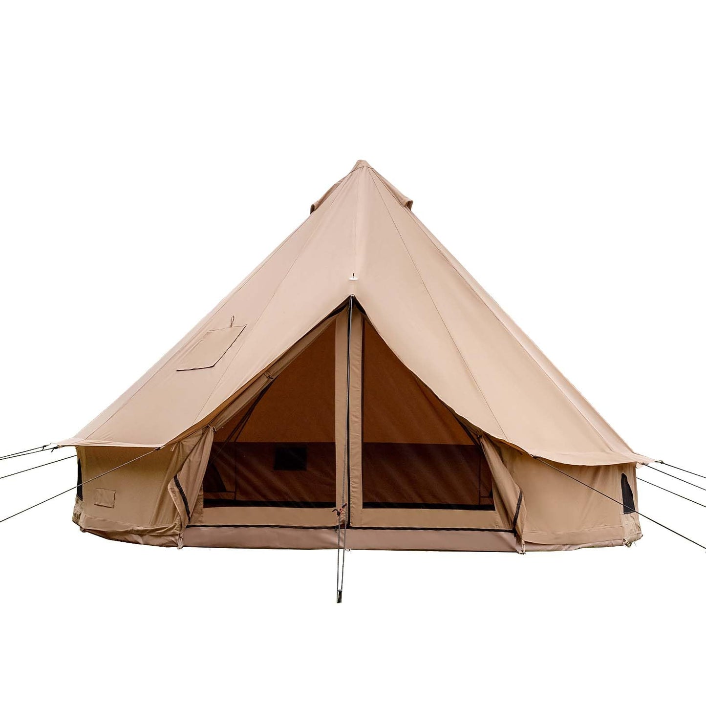 Cotton Canvas Bell Tent with Stove Jack, Roomy Yurt for Family Glamping Camping, 4 Season Tent with Zipped Removable Floor