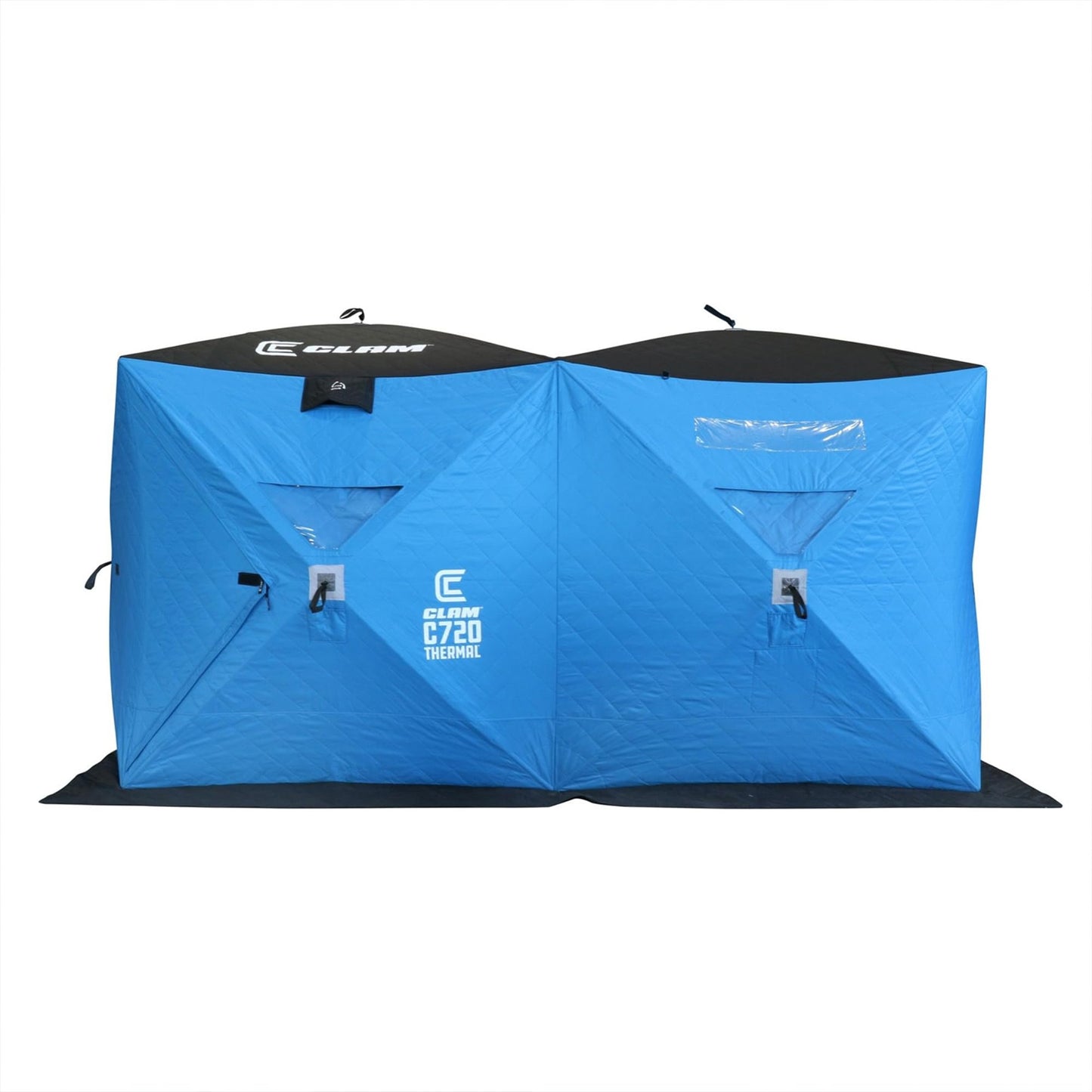 CLAM Lightweight Portable Pop Up Ice Fishing Angler Thermal Hub Shelter Tent with Anchors, Tie Ropes, and Carrying Bag