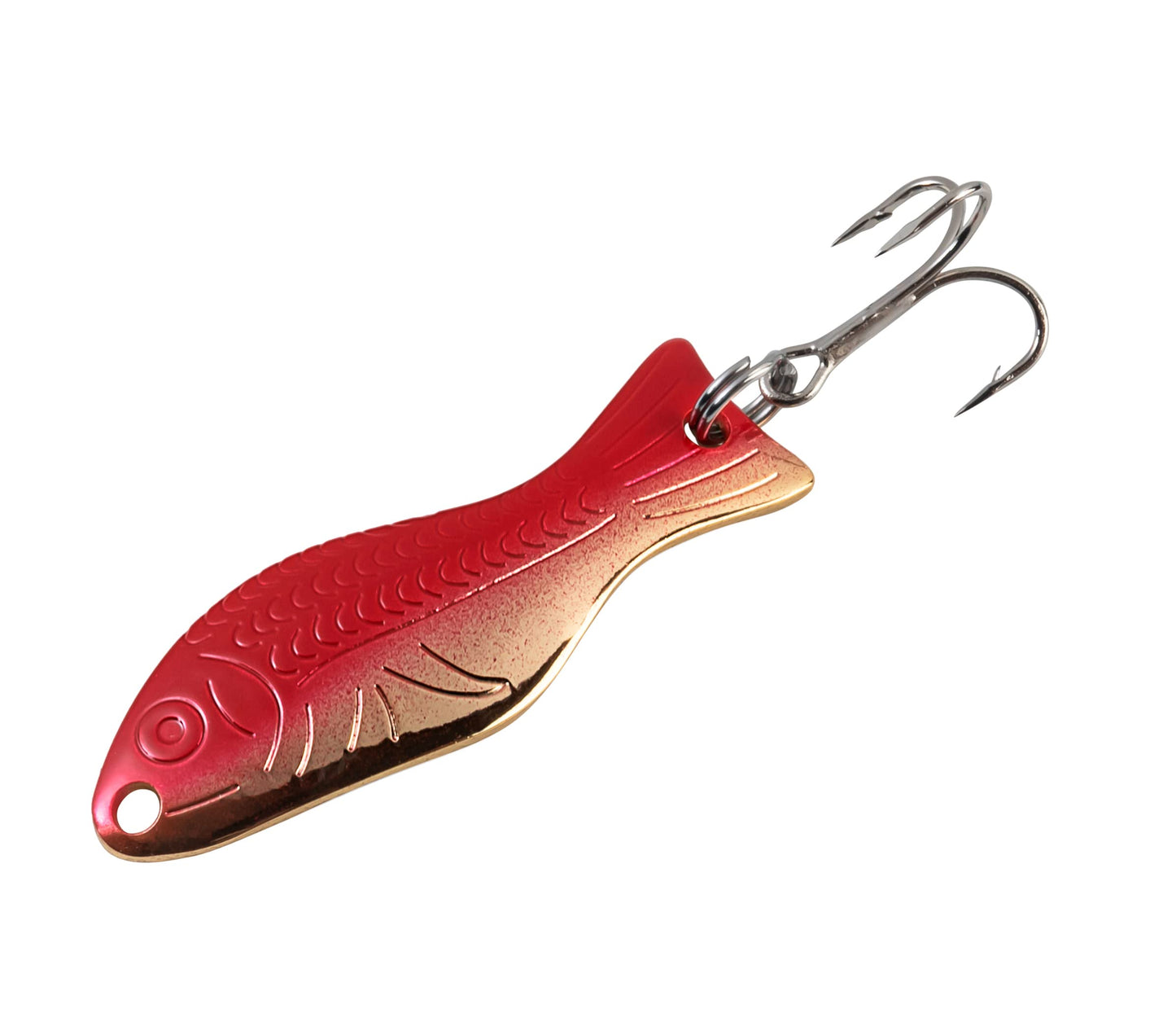 AL's Goldfish Lure Company, Rust Free Goldfish Freshwater Fishing Spoon, Treble Hook, Trout, Salmon, Bass, Walleye, Crappie, Panfish, and Pike. Sizes 3/16 oz., 1/4 oz. or 1/2 oz