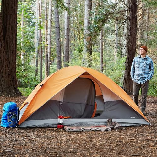Amazon Basics Camping Tent, 3-Season Dome Design with Rainfly