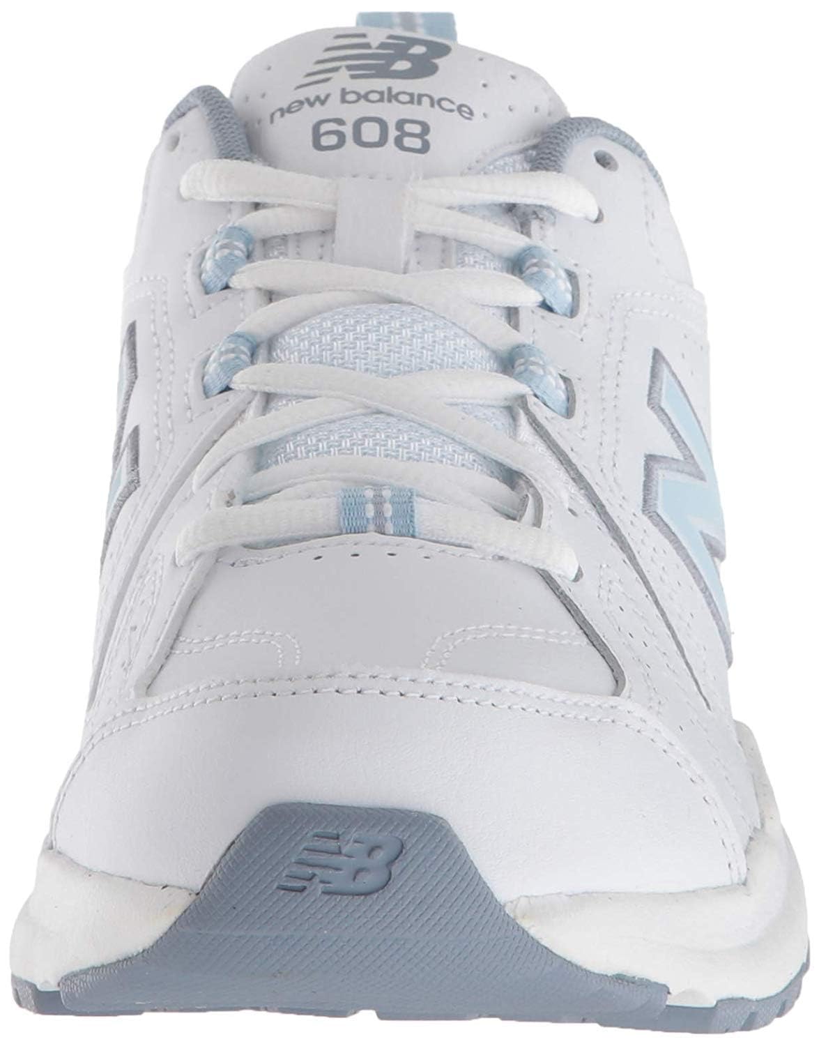 New Balance Women's 608 V5 Casual Comfort Cross Trainer, White/Light Blue, 9