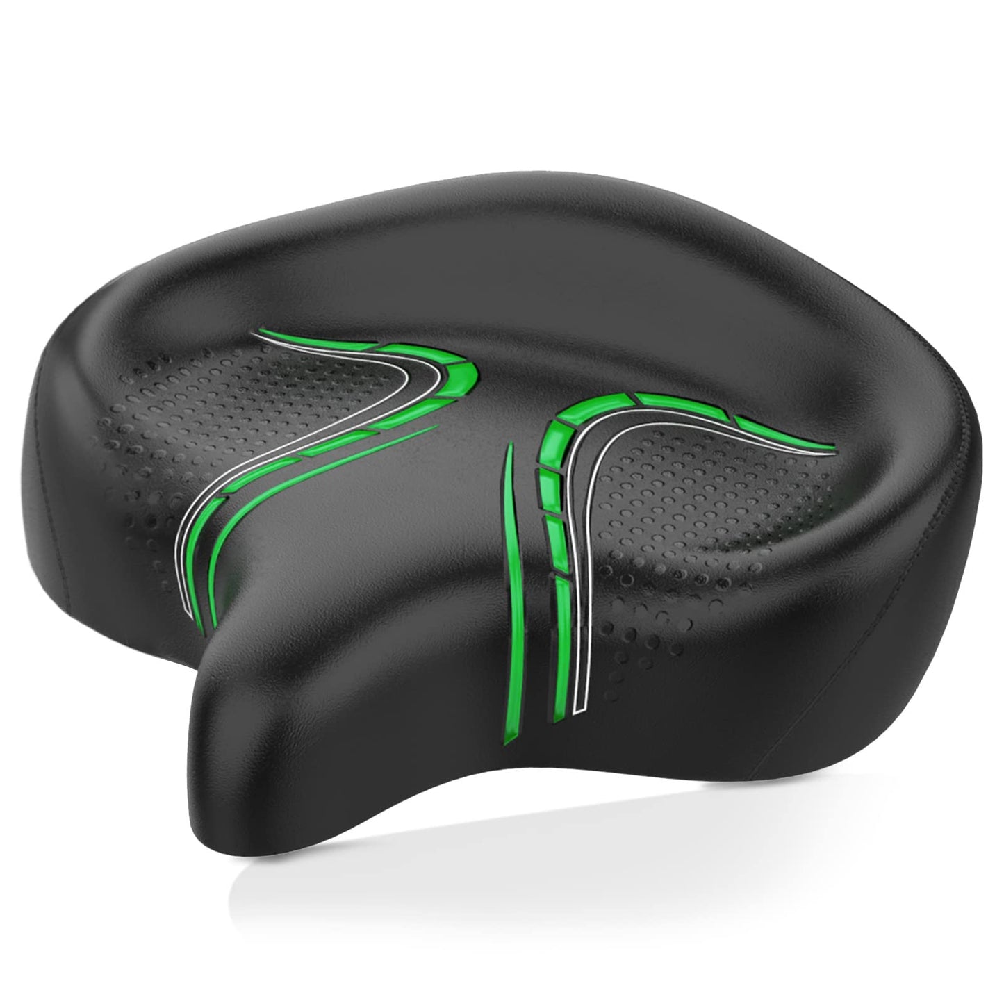 BLUEWIND Oversized Bike Seat, Wide Bicycle Saddle Novel Backrest Design for Electric Bike, Universal Fit Exercise Bike or Road Stationary Bike Seat Cushion for Men & Women
