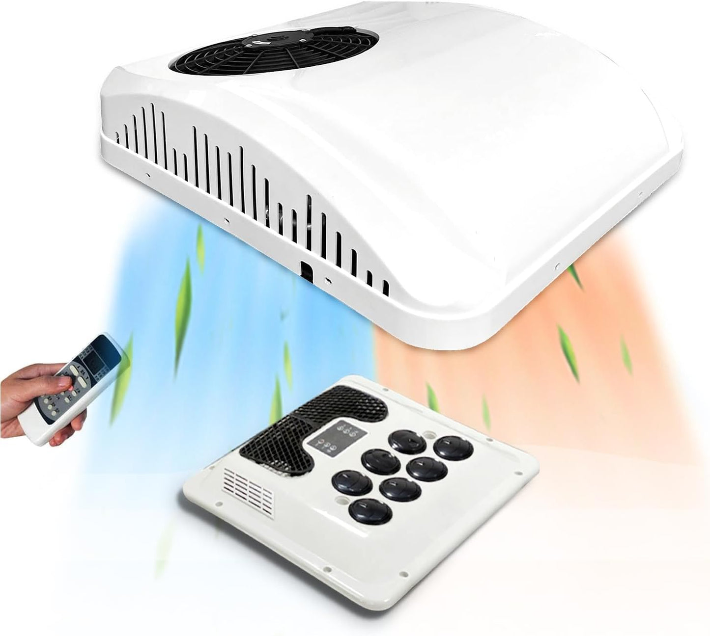 12V Roof RV Air Conditioner | Heat and Cool |- Treeligo Electric Rooftop AC Unit dc Appliances for RV Camper Truck Semi-truck Mini Van Marine Car